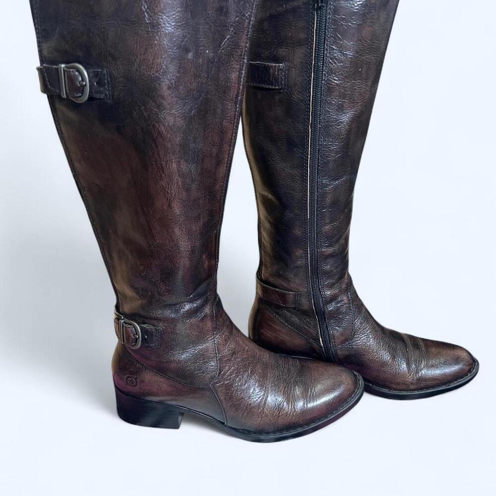 Born Brown Leather Riding Boots Women 7 Rustic Western Boho Chic Fall Essential